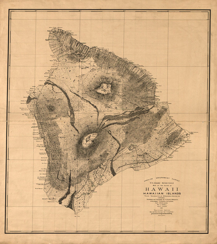 Framed Vintage Map of Hawaii, Hawaiian Islands, 1886 – wallmapsforsale