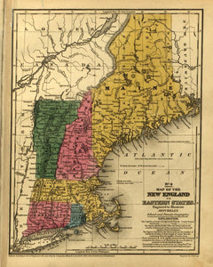Vintage Map of New England, 1839