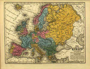Vintage Map of Europe, 1839