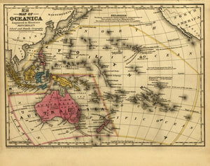 Vintage Map of Oceania, 1839