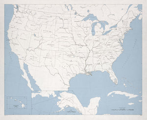 Map of United States-including cities and administrative divisions Framed Dry Erase Map
