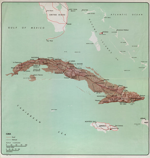 Map of Cuba, 1962 Framed Dry Erase Map