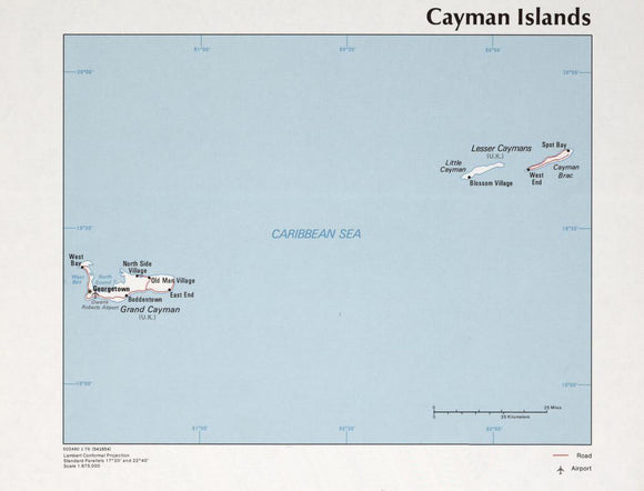 Map of Cayman Islands Framed Dry Erase Map