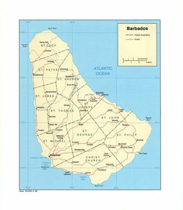 Map of Barbados Framed Push Pin Map