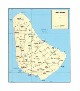 Map of Barbados Framed Dry Erase Map