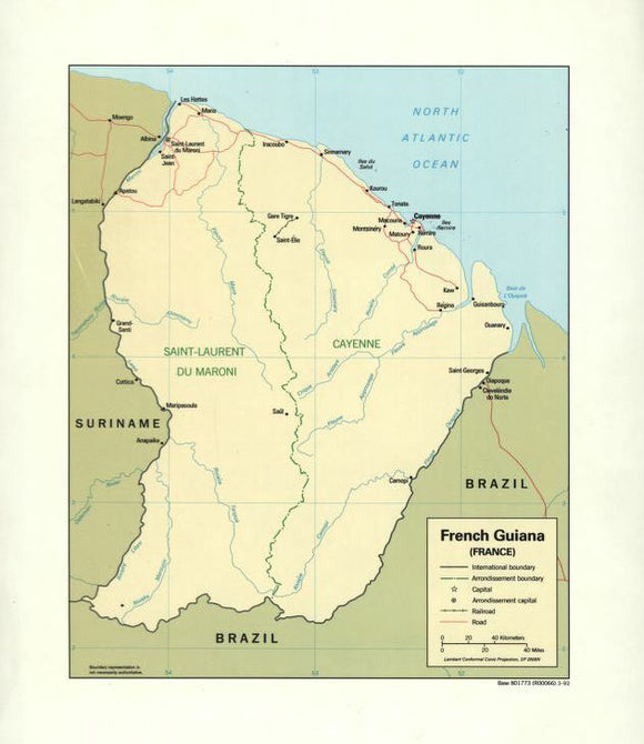 Map of French Guiana Framed Dry Erase Map