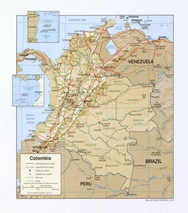 Map of Colombia Framed Push Pin Map