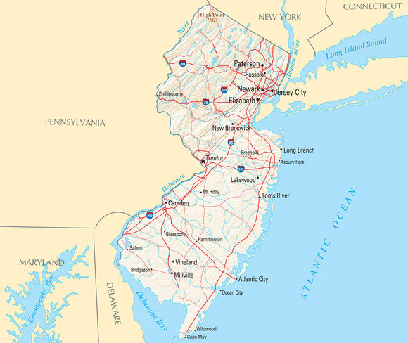 Map of New Jersey NJ - Reference Map