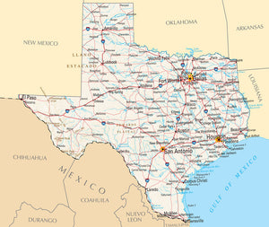 Map of Texas TX - Reference Map Framed Dry Erase Map