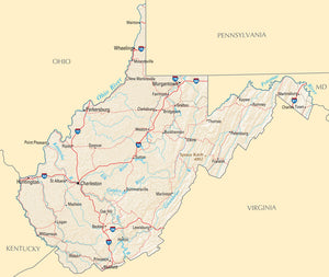 Map of West Virginia WV - Reference Map