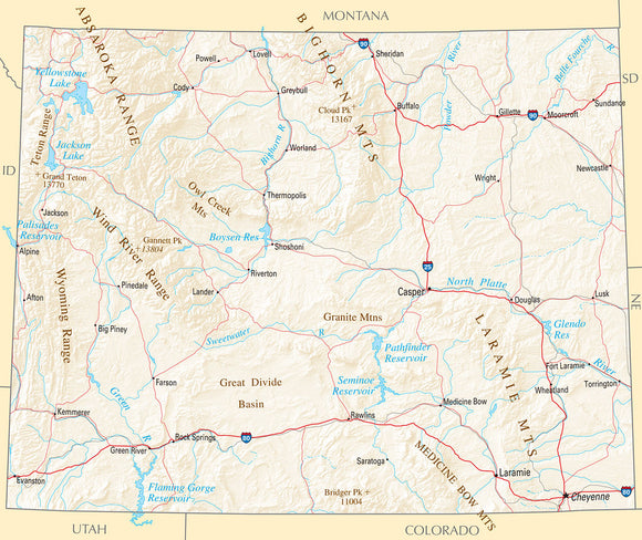 Map of Wyoming WY - Reference Map