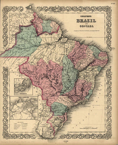 Vintage Map of Brazil with Guayana, 1871