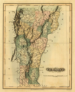 Vintage Map of Vermont, 1826