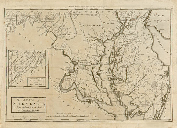 Vintage Map of The State of Maryland from the best authorities, 1795