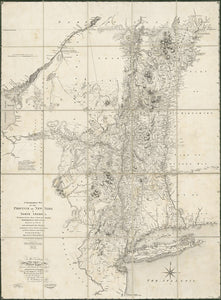 Vintage Map of a chorographical map of the province of New York in North America : divided into counties, manors, patents, and townships : exhibiting likewise all the private grants of land made and located in that province, 1849