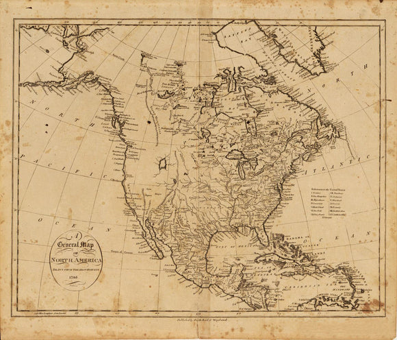 Vintage Map of A general map of North America drawn from the best surveys, 1795