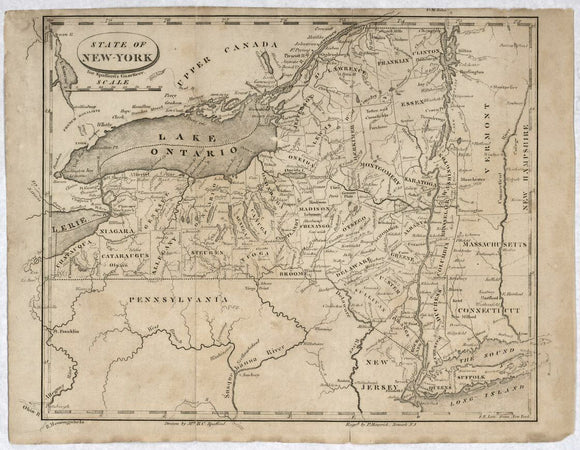 Vintage Map of State of New-York, 1813