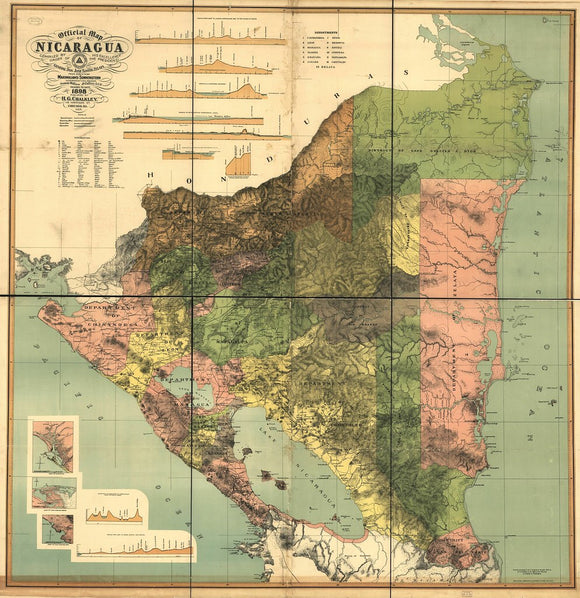 Vintage Map of Nicaragua, 1898