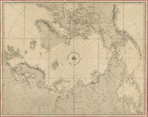 Vintage Map of Chart of the North Polar Sea, 1855