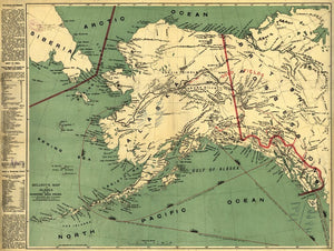 Vintage Map of Alaska and the Klondyke gold fields, 1897