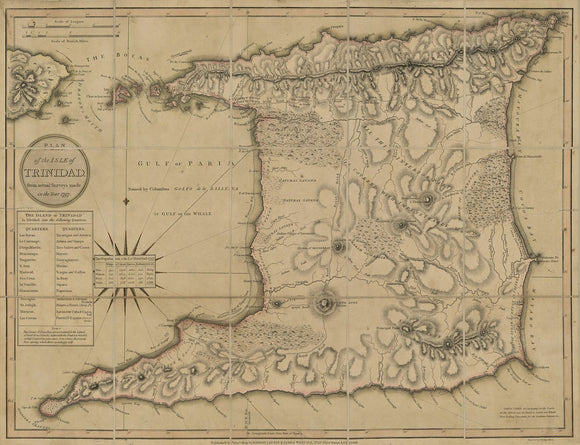 Vintage Map of the Isle of Trinidad : from actual surveys made in the year 1797, 1809