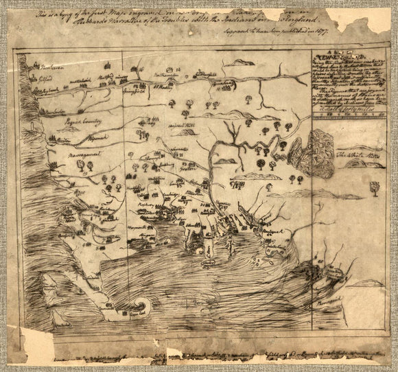 Vintage Map of New England, 1677