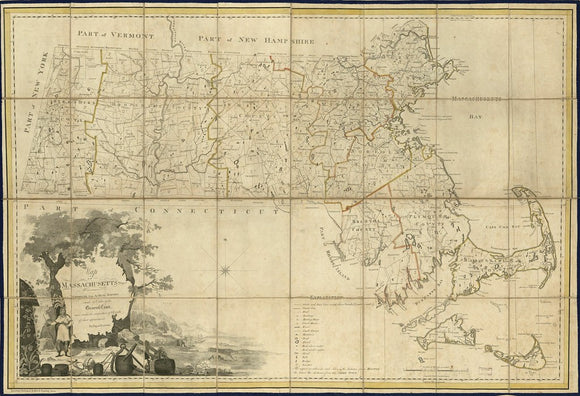 Vintage Map of Massachusetts proper: compiled from actual surveys made by order of the General Court and under the inspection of agents of their appointment, 1801