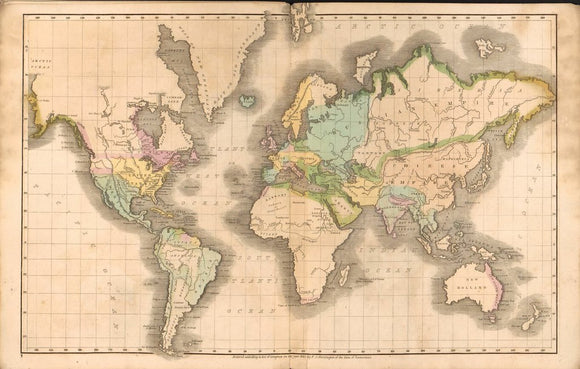 Vintage Map of the World, 1839