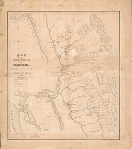 Vintage Map of the gold region of California, taken from a recent survey, 1850