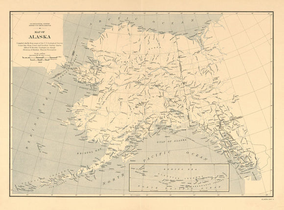 Vintage Map of Alaska, 1909