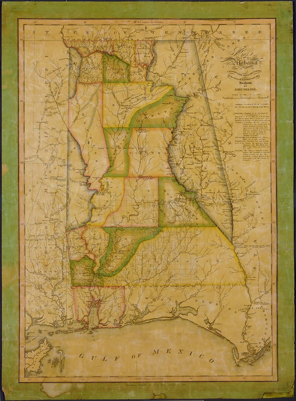 Vintage Map of Alabama, 1820