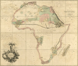 Vintage Map of Africa : to the committee and members of the British association discovering the interior parts of Africa this map is with their permission most respectfully inscribed, 1802