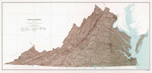 Map of State of Virginia, base map with highways and contours, shaded relief