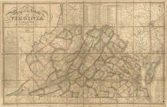 Vintage Map of Virginia - A map of the state of Virginia : reduced from the nine sheet map of the state in conformity to law, 1827