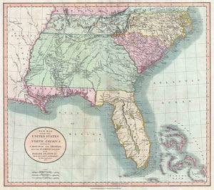 Map of Florida, Georgia, North Carolina, South Carolina and Tennessee, 1806
