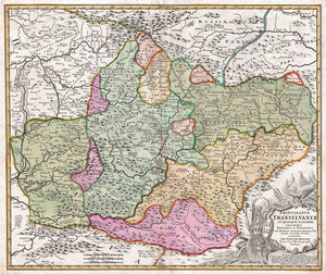 Map of Transylvania Romania, 1720