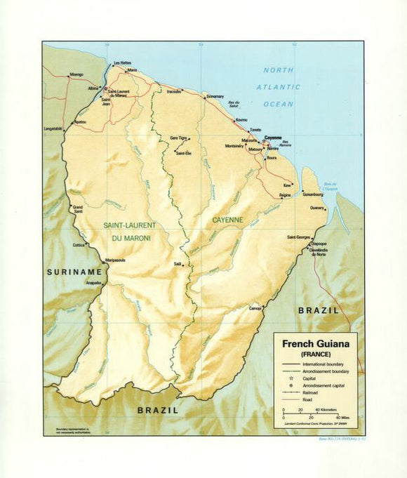 Map of French Guiana Framed Dry Erase Map