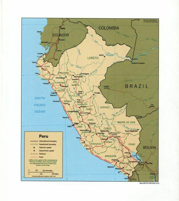 Map of Peru Framed Push Pin Map