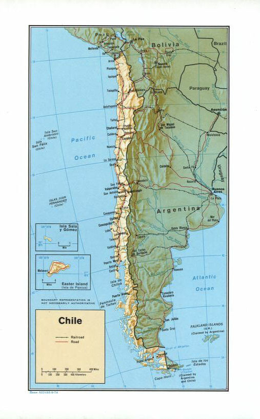Map of Chile Framed Push Pin Map