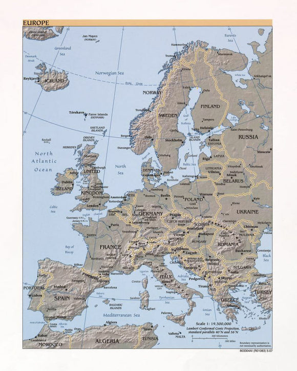 Map of Europe Framed Push Pin Map
