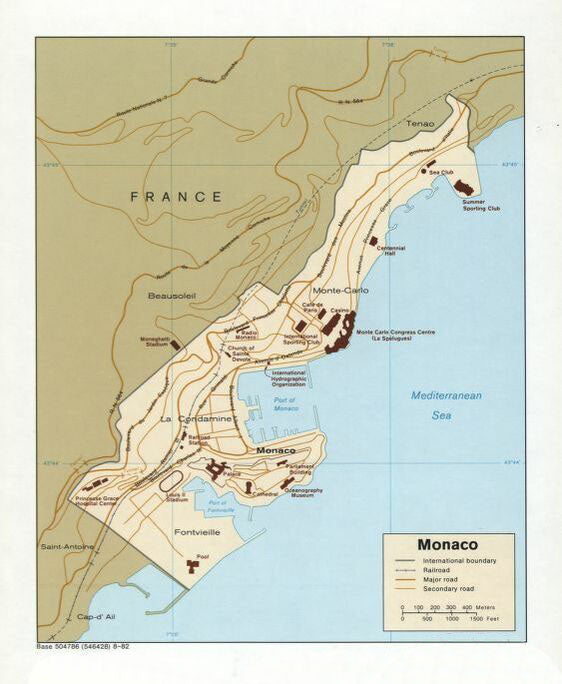 Map of Monaco Framed Dry Erase Map