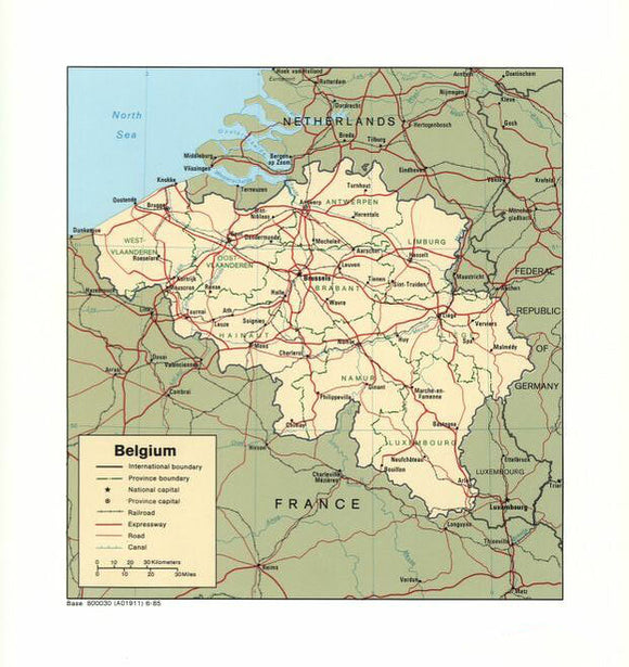 Map of Belgium Framed Push Pin Map
