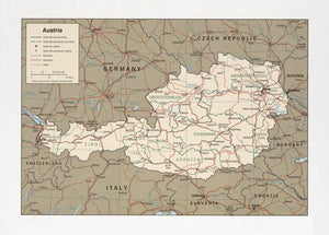 Map of Austria Framed Dry Erase Map