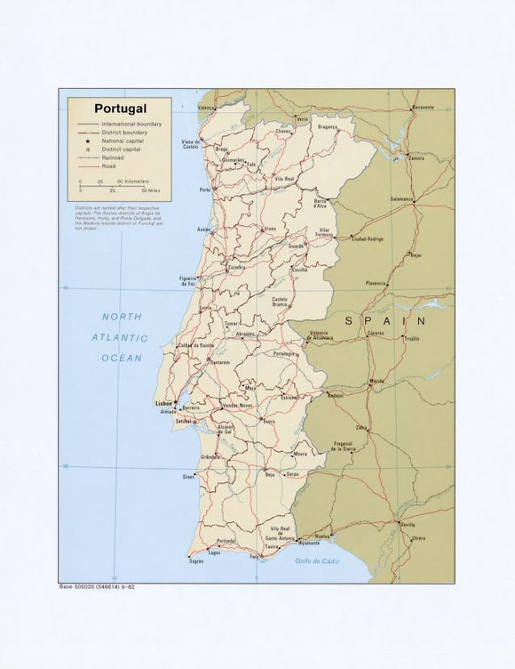 Map of Portugal Framed Dry Erase Map