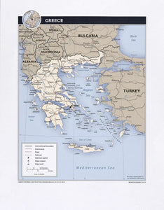 Map of Greece Framed Dry Erase Map