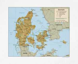 Map of Denmark Framed Dry Erase Map