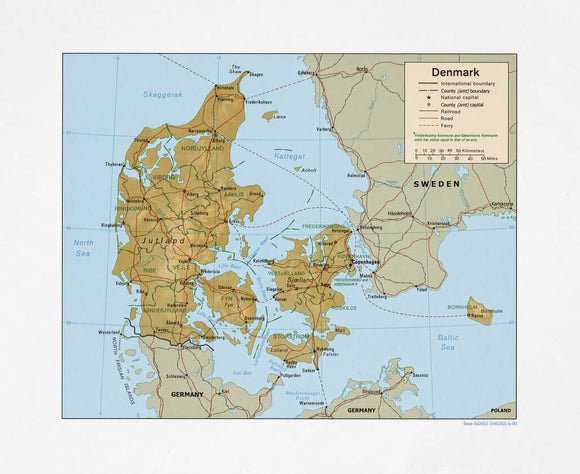 Map of Denmark Framed Dry Erase Map