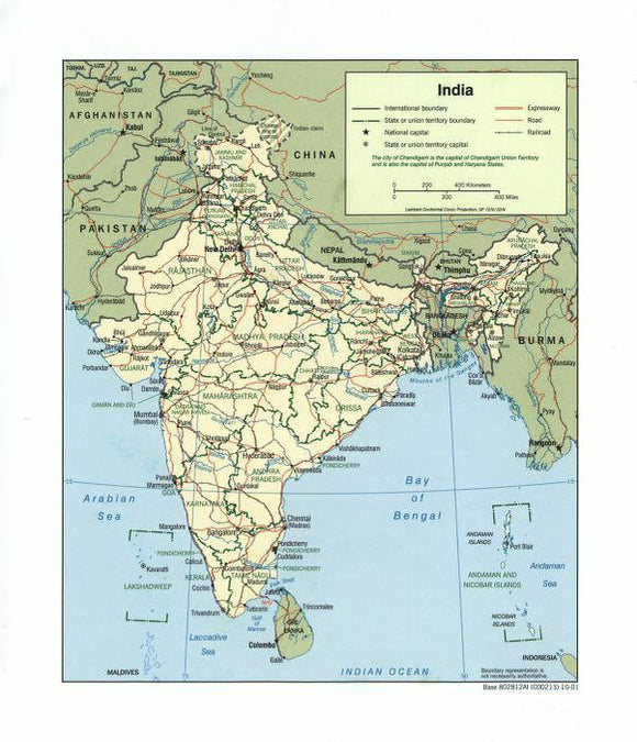 Map of India Framed Push Pin Map