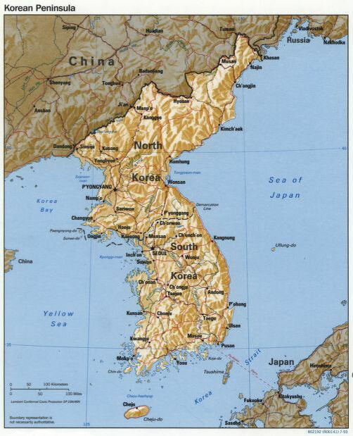 Map of Korean Peninsula Framed Dry Erase Map