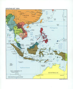 Map of Southeast Asia Framed Push Pin Map